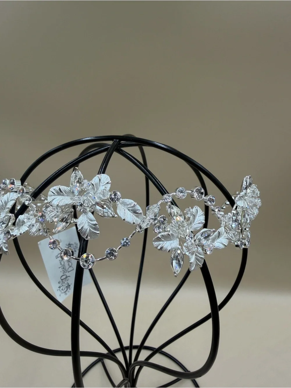 Paisley B Designs Silver Crystal Floral Bridal Tiara Headband NWT